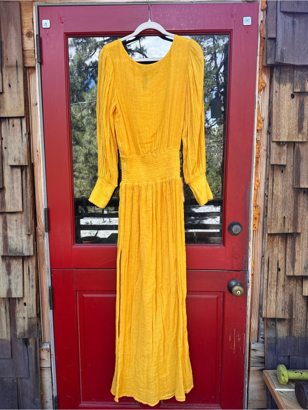 Jen's Pirate Booty Sunflower Yellow Maxi Dress with Smocked Waist M
